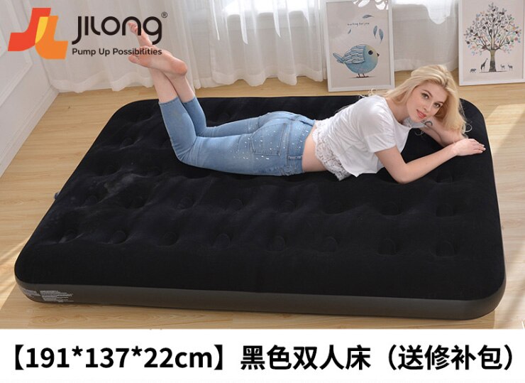 Flocking Comfortable Inflatable Air Bed PVC Portable Air Mattress Eco-friendly Outdoor Camping: Black 191x137x22CM