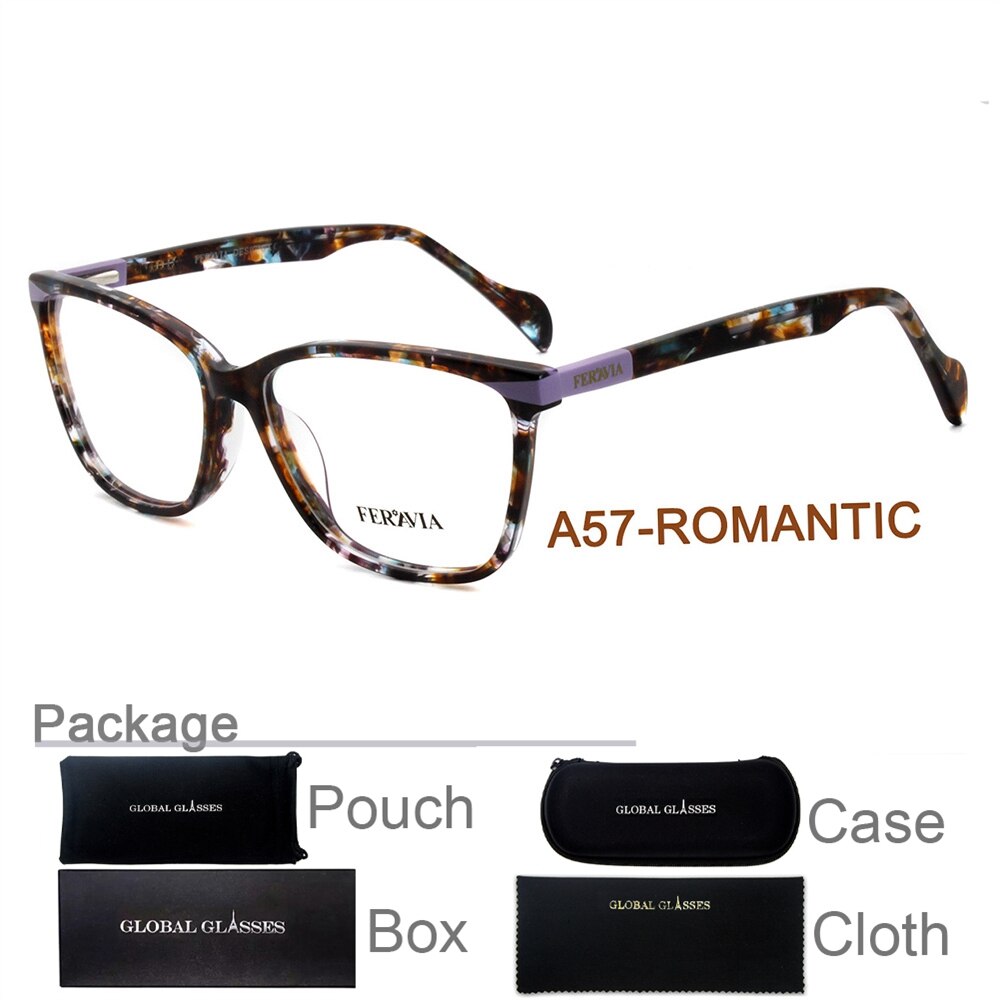 Nova borboleta óculos moldura quadrada óculos de moda quadro bonito impressão eyewear para a mulher fvg7138: A57-ROMANTIC