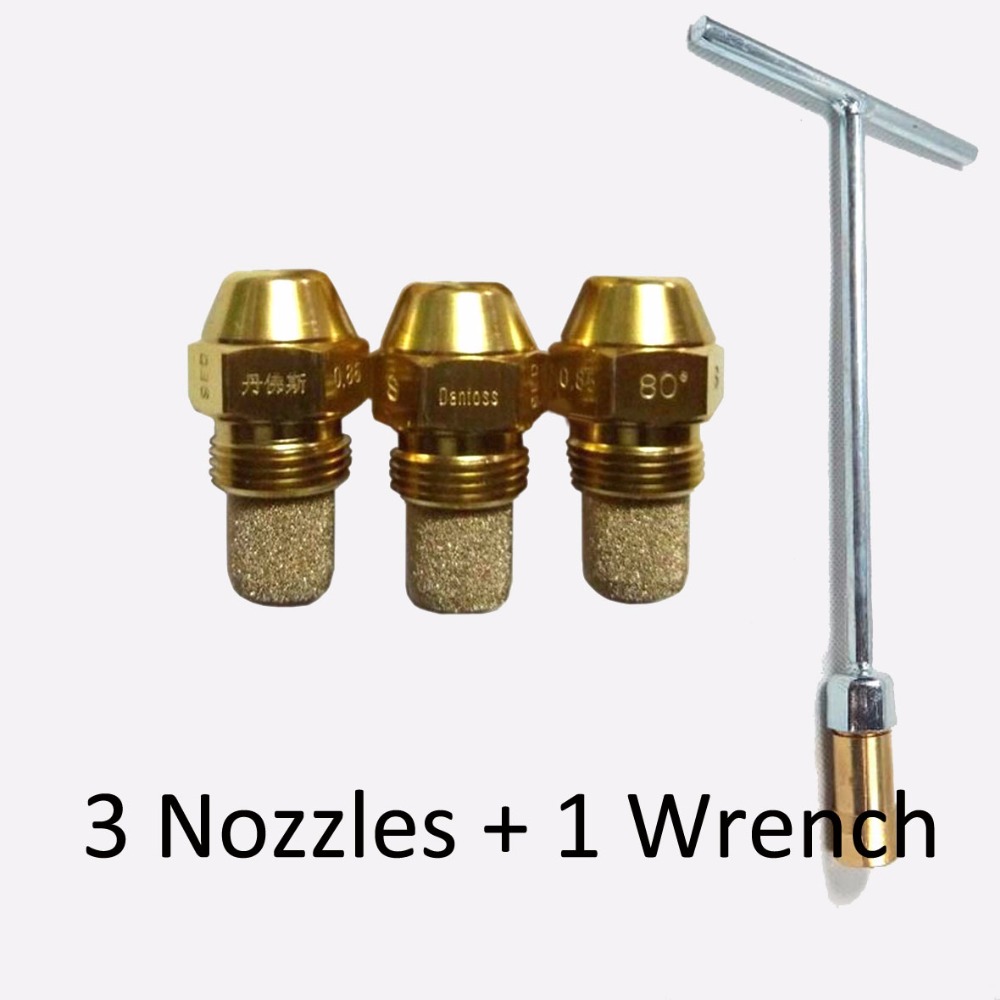 3pcs 80* Degrees 1.0 GPH Solid type S DANFOSS Oil Burner Nozzle with Free Wrench B/ ES/ R/ AS /P /PLP