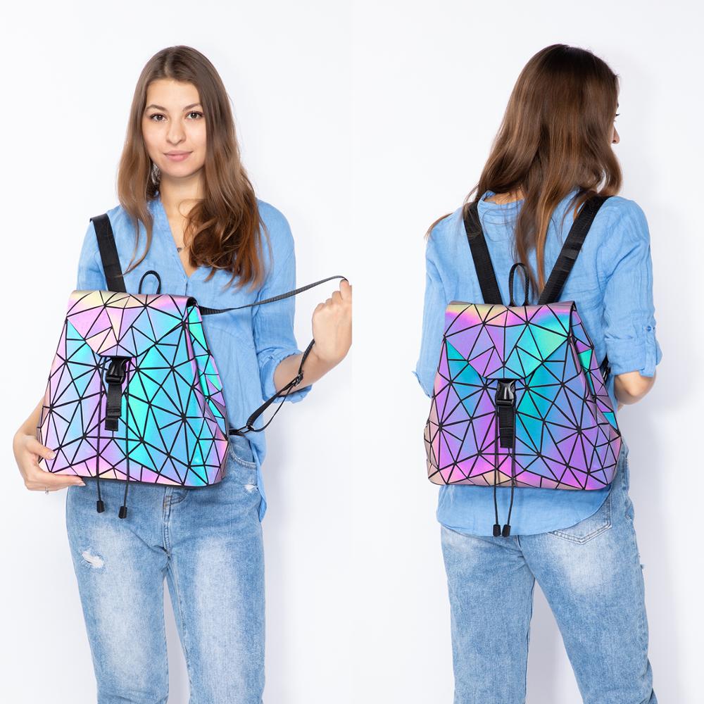 Mochila plegable para mujer, conjunto de 3 uds. De 3 uds., con geométrico