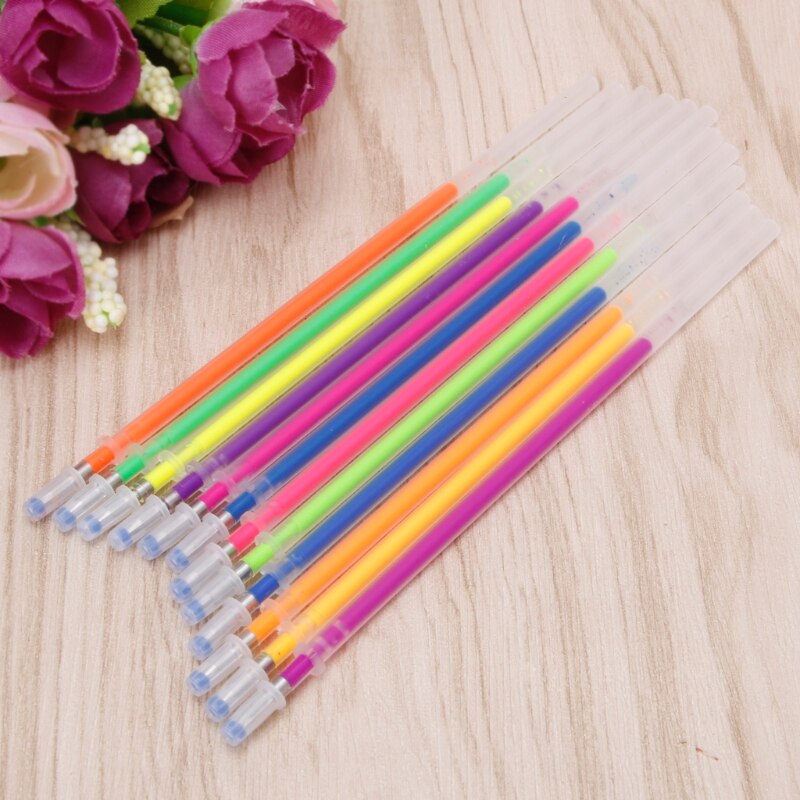 Metal 1 Set / 12 Pcs Gel Ink Pen Refills 12 Colors 0.38mm Marker Stationery School Supplies