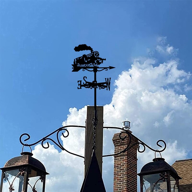 Steam Train Silhouette Weather Vane Weathervane Weathercock For Garden Patio Yard Ornament