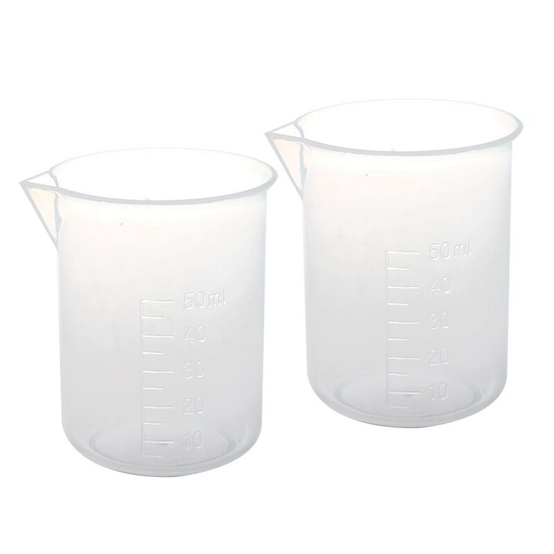 Plastic Capacity Measuring Cup Beaker Laboratory Set 50ml 10 Pcs Clear