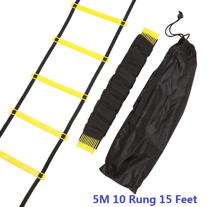 Correas de nailon de 9 estilos, escalera de agilidad para entrenamiento de fútbol, escaleras de velocidad, entrenamiento de velocidad para fútbol americano, equipo deportivo de entrenamiento de velocidad: 10Rung 15Feet 5M