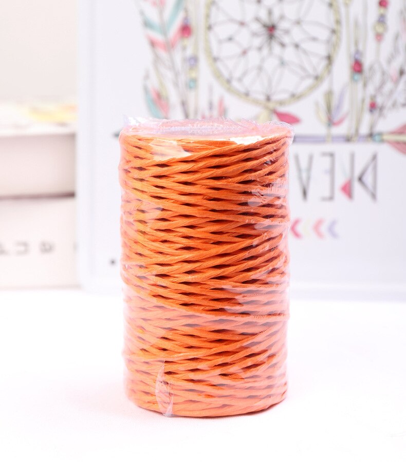 2mm 55 yards With Wire Paper Rope Kindergarten Children Weaving Paper Rattan Handmade DIY Materials To Make Flower Basket Vase: orange