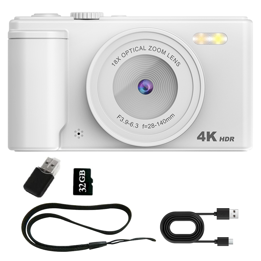 4K Digital Camera Photography Camera 18X Zoom 64MP Autofocu Vlog Video Recorder Compact Camera 2.8 Inch 180° Flip Screen CCD: Red