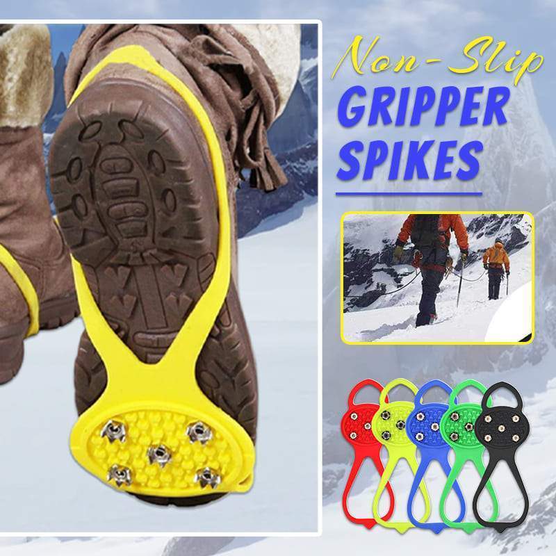 Punte di presa antiscivolo universali 1 paio 5 denti ramponi pinza di ghiaccio Spike manopole tacchetti per borchie da neve scarpe arrampicata escursionismo copertura