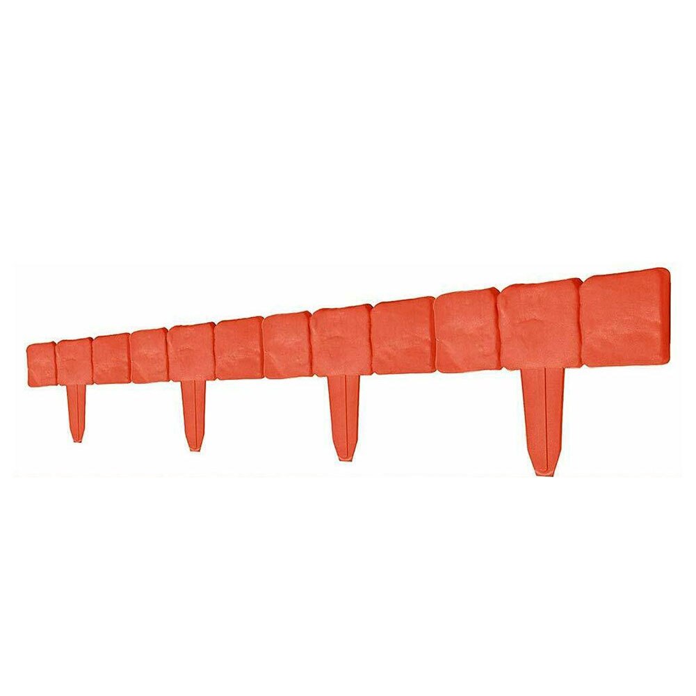 20Pcs Orange Red Garden Fence Edging Cobbled Stone Effect PP Lawn Edging Plant Border Decorations Flower Bed Border Home Decor: Default Title
