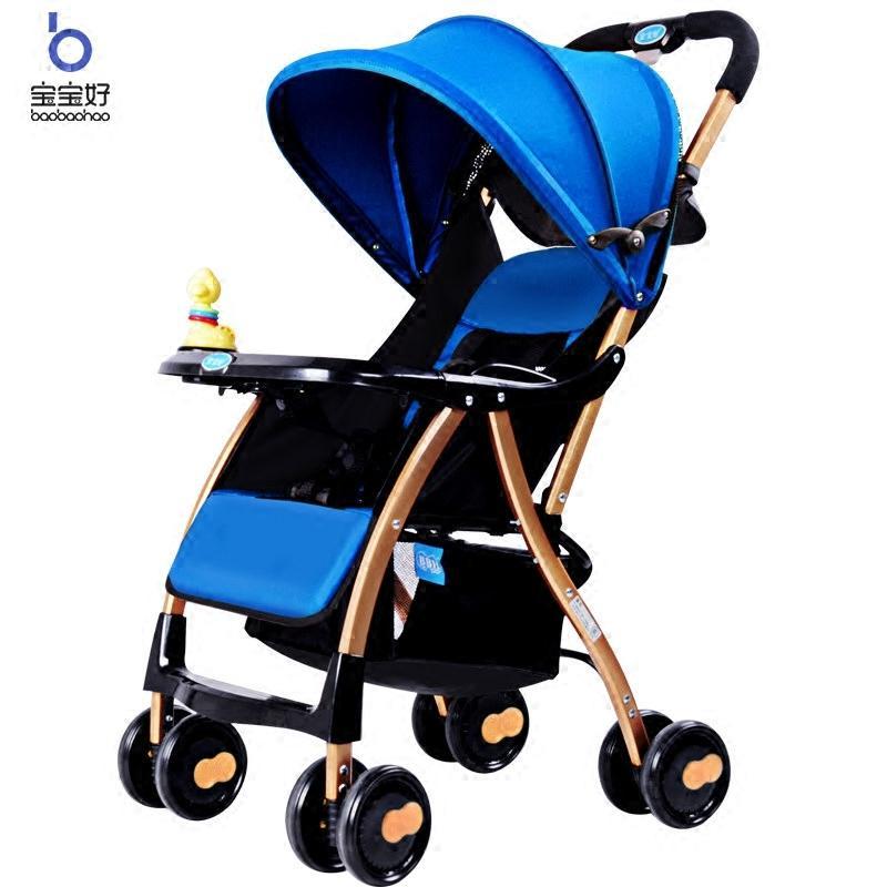 One-button folding baby stroller light and handy folding umbrella car can sit or lie in winter and summer stroller