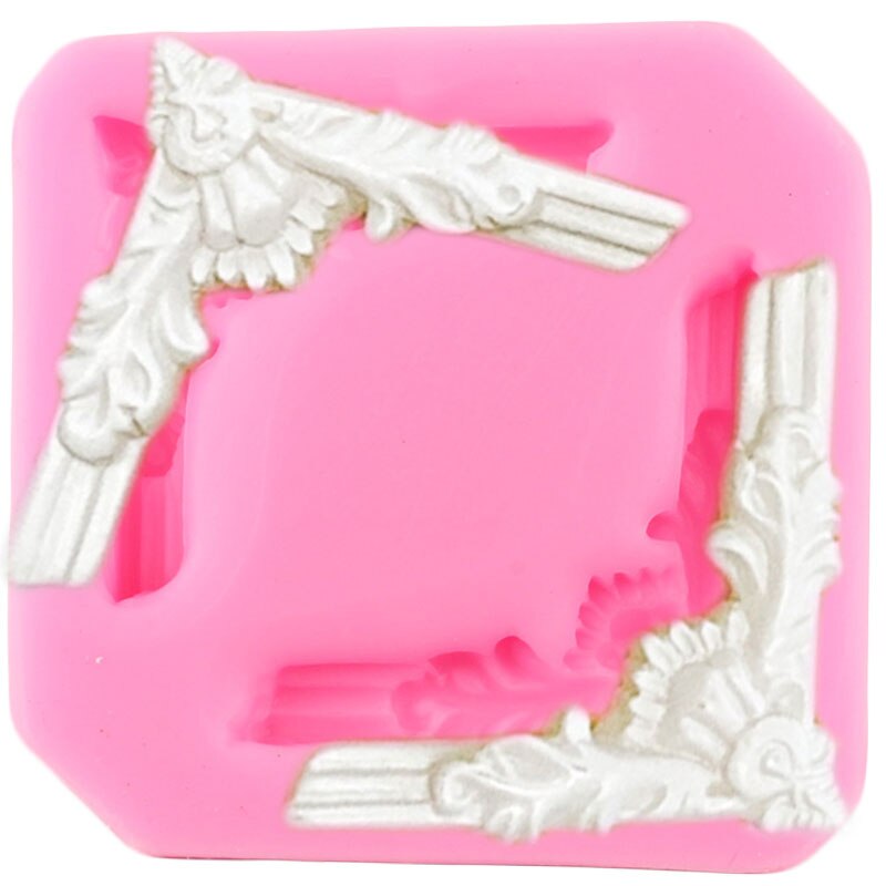 Moule en Silicone avec support d&#39;angle, style Baroque, Relief, bordure de gâteau, Fondant, outils de décoration, bonbons, résine, argile, chocolat, moules à gomme