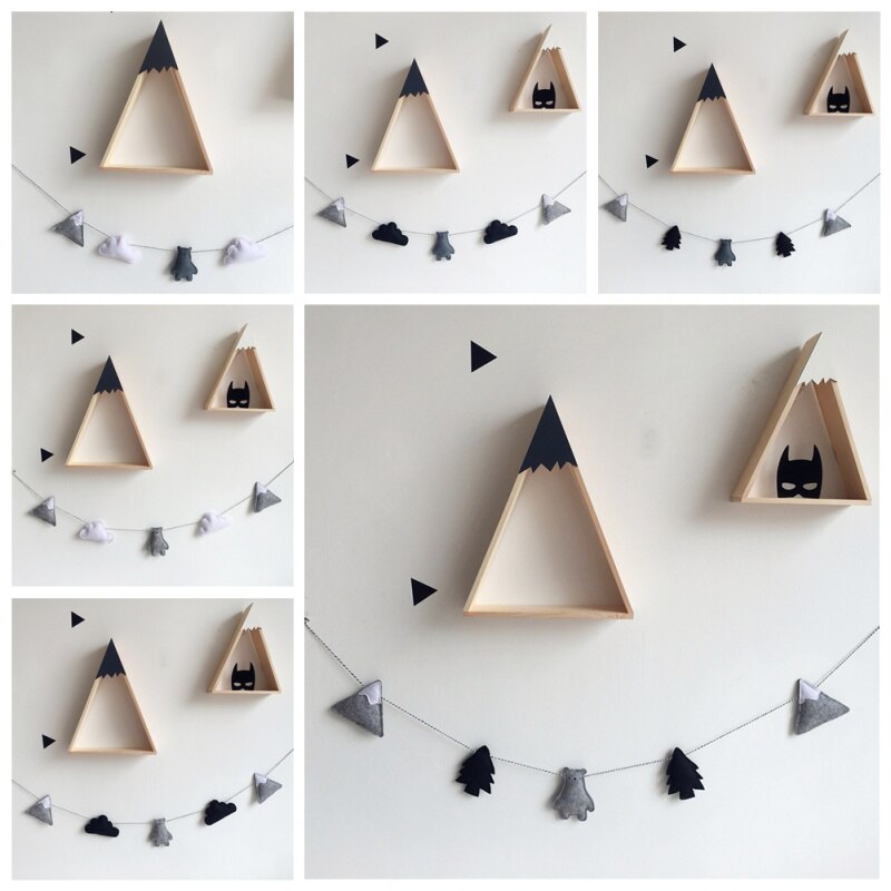 3 Styles Kids Room Decoration Hanging Wall Decor Felt Fabric Cloud Garland String Party Banner Bed Mat Baby Bunting Ornaments