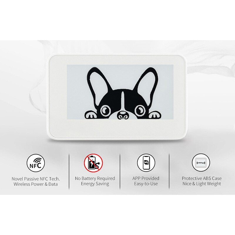 2.13" NFC E-Paper e-ink Display with case, No Battery Supports Wireless Powering & Data Transfer