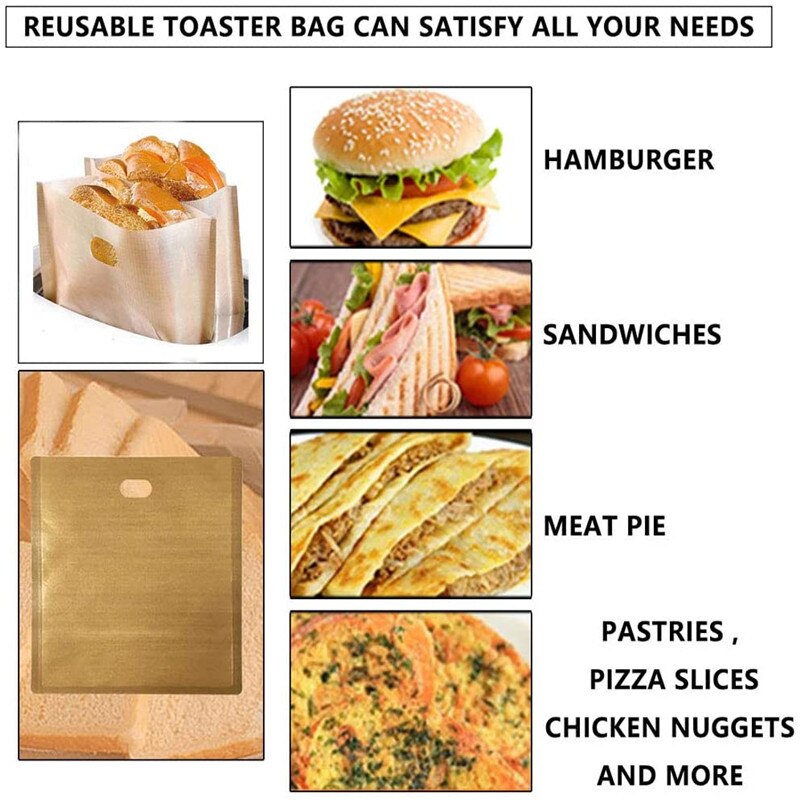 4PCS Toaster Bags Grilled Cheese Sandwiches Doughnut Toaster Bags Baking Accessories Made Reusable Baked Toast Bread Bags