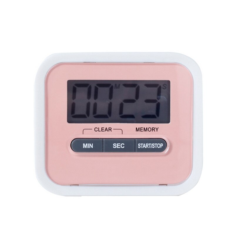 5 color Magnetic LCD Digital Kitchen Countdown Timer Alarm Kitchen Timer Practical Cooking Count Up Timer Loud Alarm Clock: pink