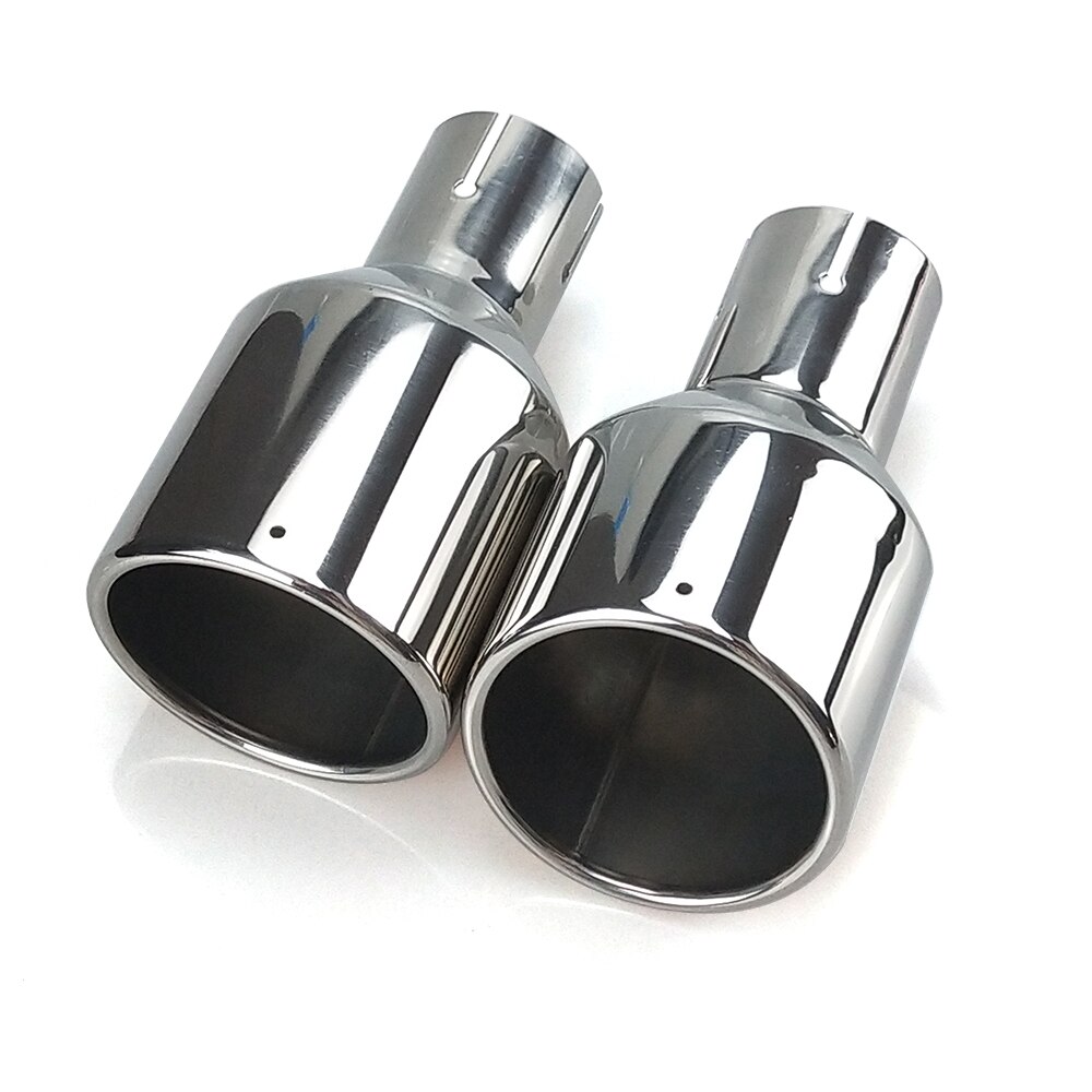 1 stk 114mm udtag universal modifikation biltilbehør sølv krøllet flange lyddæmper udstødning rustfrit stål spids enderør