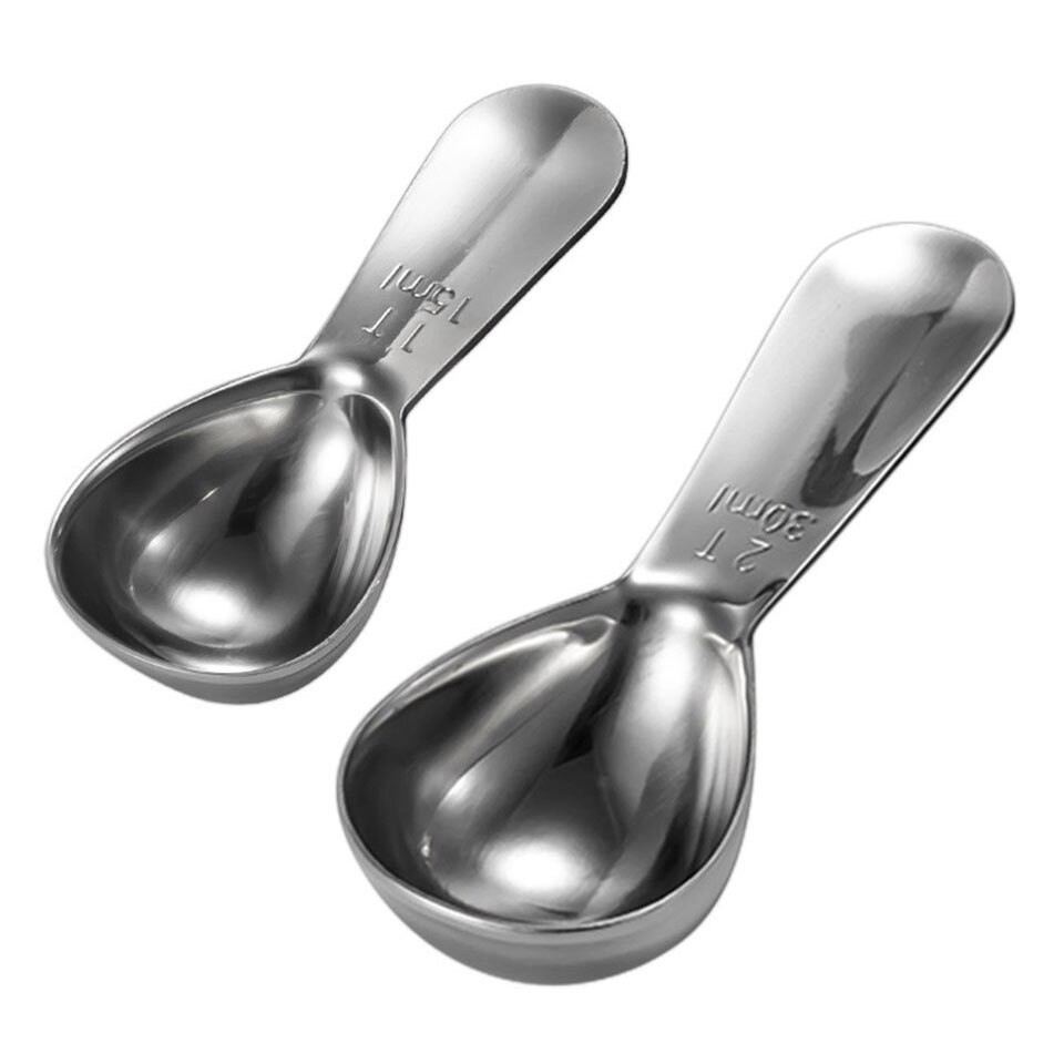 15ml 30ml ss kaffe måleskje sett 304 måleskjeer i rustfritt stål for kaffe te: 15ml 30ml