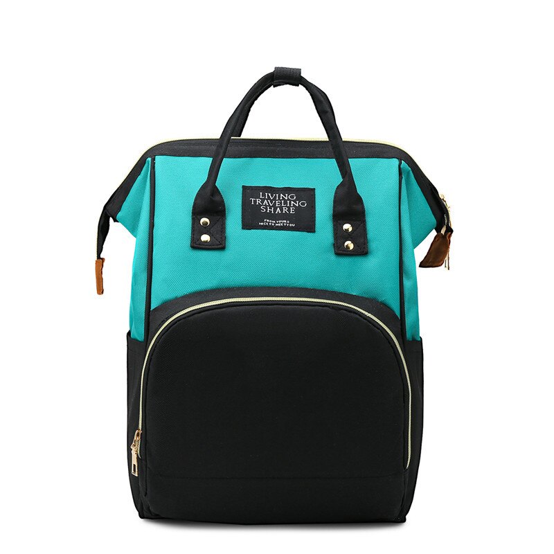 Contrast Kleur Luiertas Lichtgewicht Multi-Functionele Grote Capaciteit Hand Mother 'S Bag Zwangere Vrouwen Mama Zak Zuigeling: Black and Green Mixed Colors