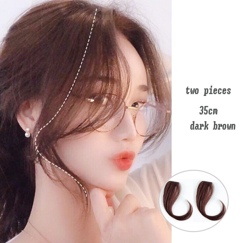 synthetic Bangs clip on Front Hair Side Fringe Hair Synthetic Hair Bangs Hairpiece Long Bangs Extensions for Women 25-35cm: 35-2-33-2