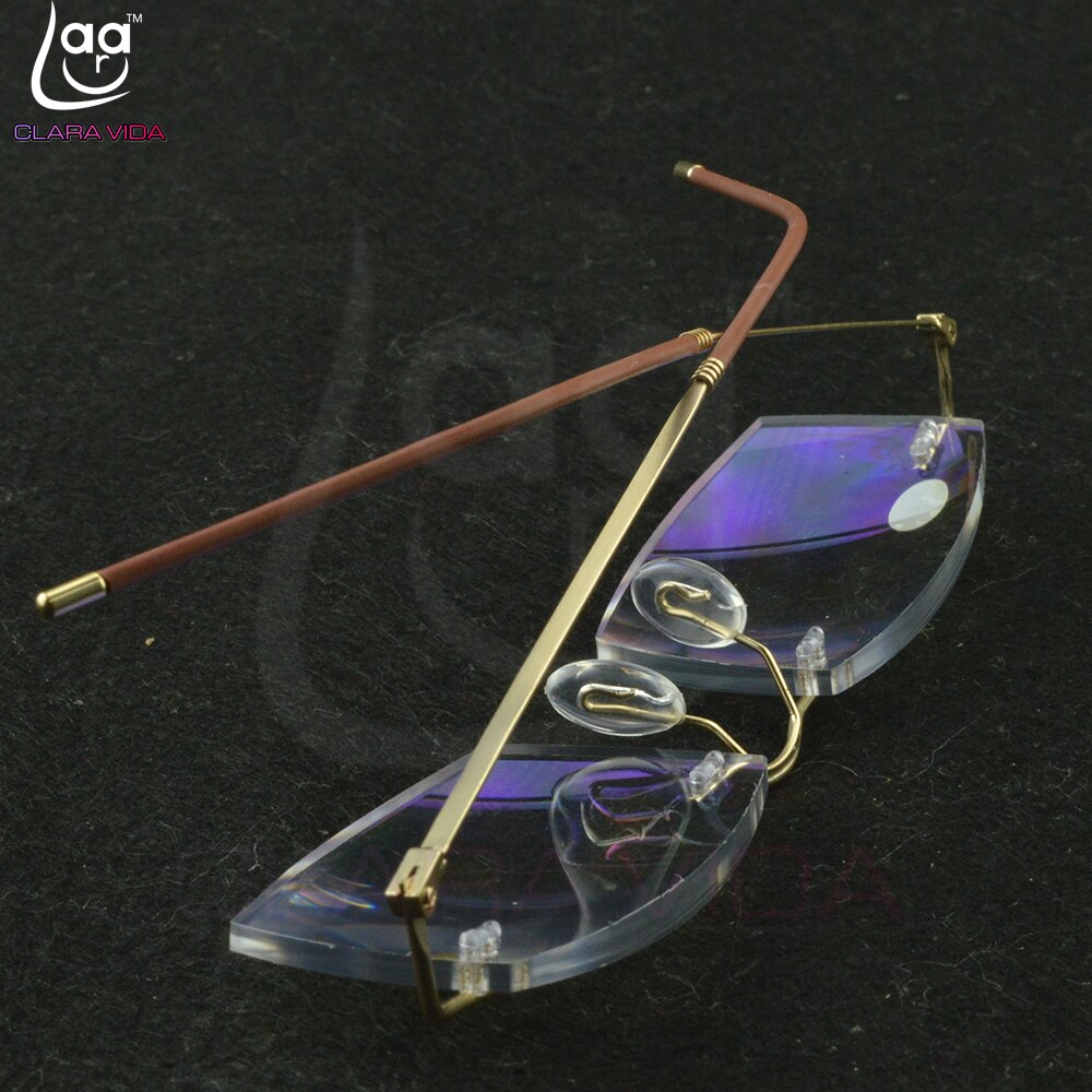 Titanium montuur ultralicht geheugen gouden montuur coating lenzen heren dames randloze leesbril 0.75 1 1.5 1.75 2 2.25 to 4