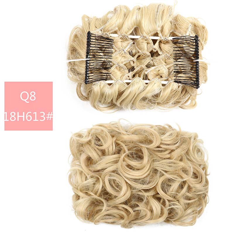 Large Comb Clip In Curly Synthetic Hair Pieces Chignon Updo Cover Extension Hair Bun Retro Style Women's Wedding Hairpiece: 18H613