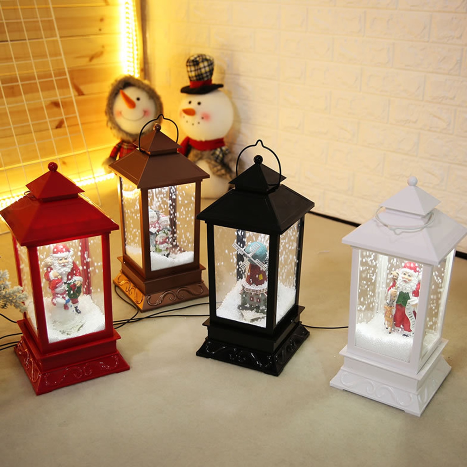 Kerst Musical Sneeuw Lantaarn Leds Kerstverlichting Lamp Kerst Decoratie Kerstman Opknoping Verlichting Met Lied Kerstcadeau
