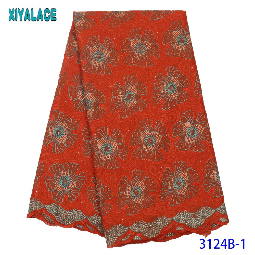 Swiss Voile Lace in Switzerland African Fabric Cotton Laces Fabric Embroidery Lace with Stones for Women KS3124B