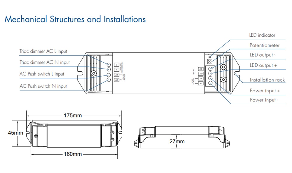 Regulador Triac de 12V 24V 36V 48V CC de voltaje constante, AC40V-220V, oscurecimiento de empuje para S1-B KS, tira de luz LED RF, regulador LED CV Triac V1-S