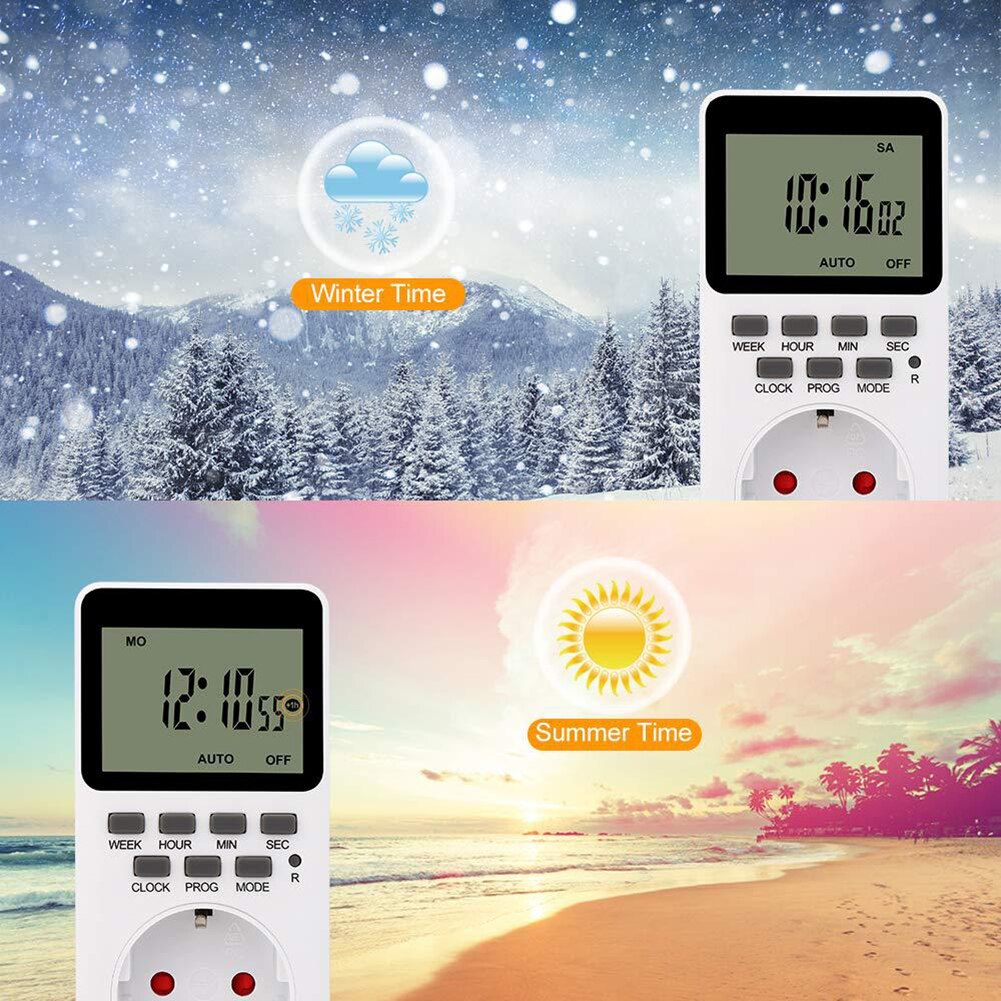 Energy Saving Electronic LCD Digital Timer Switch Kitchen Power Timer Outlet 7 Day Weekly Programmable Timing Socket EU UK Plug