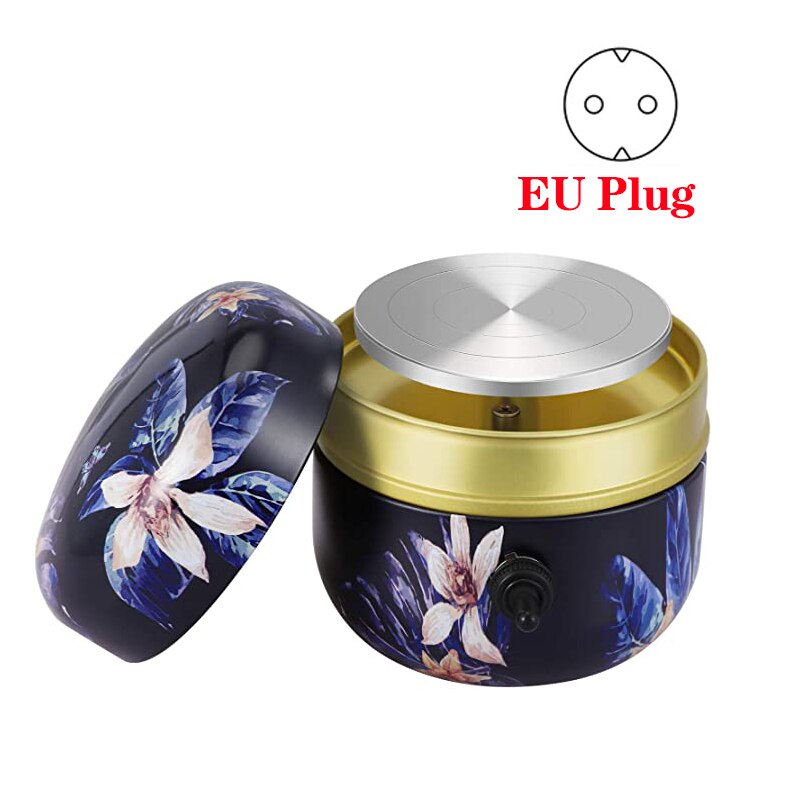 Mini Drawing Machine Electric Pottery Wheel Machine Small Pottery Forming Machine with Tray for DIY Ceramic Work Clay Craft: Flower EU Plug