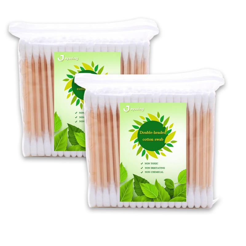 500/200/100Pcs Wegwerp Double Headed Wattenstaafjes Make Wattenstaafjes Neus Oor Schoonmaken Wood Sticks Katoen swabs Cotonete