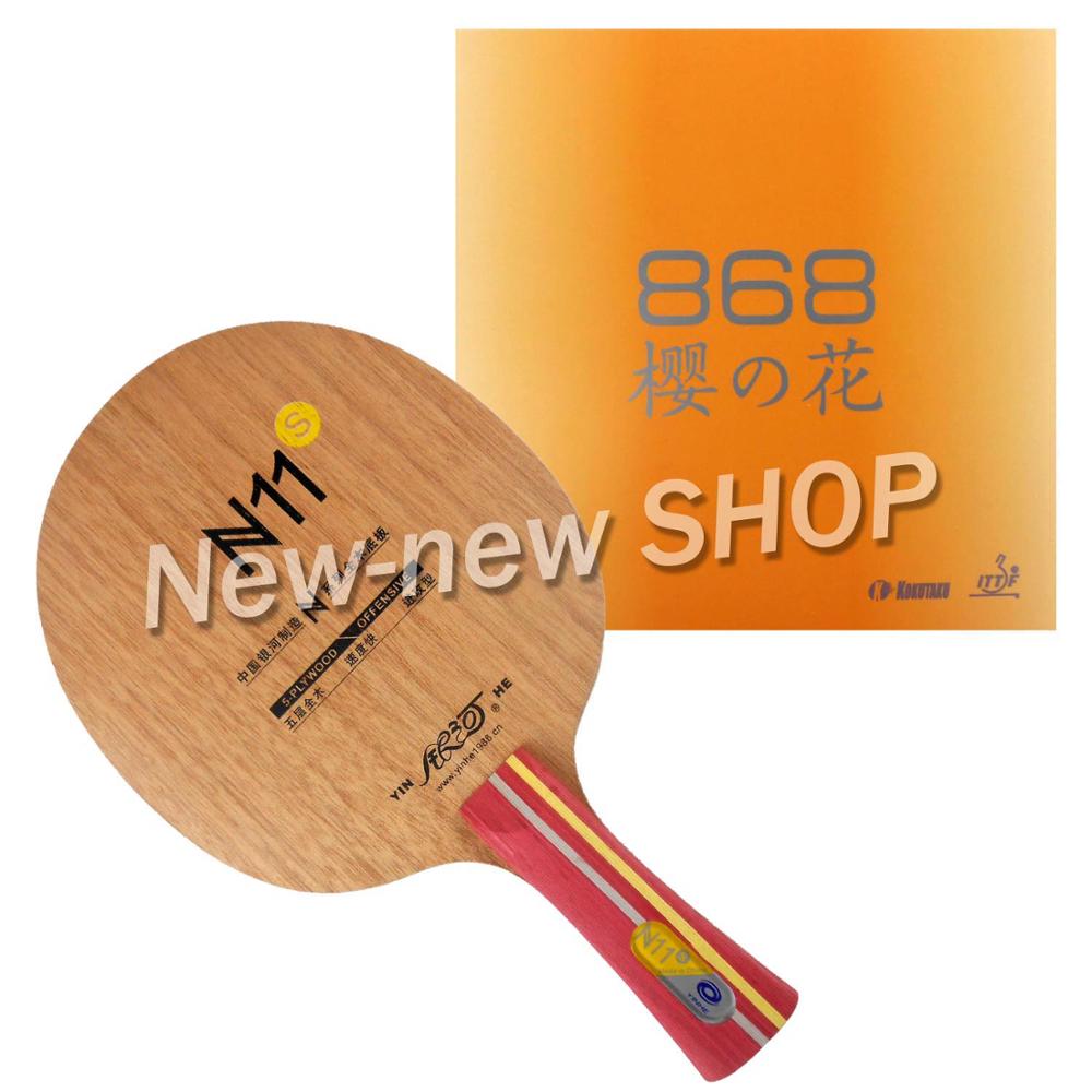 Galaxy YINHE N11s N-11s Blade Shakehand with Kokutaku BLutenkirshce 868 A Pair Rubbers for a Racket Shakehand long handle FL