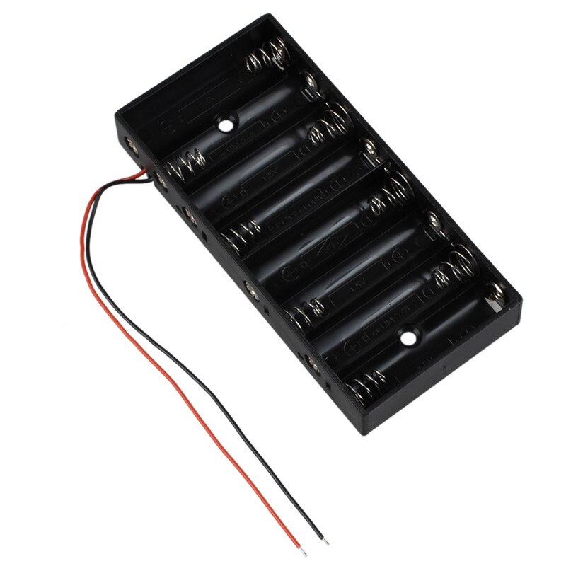 Aufbewahrungsbox für 8 x x 1.5v aa 2a -zellen-batterien aus kunststoff, standardgröße 12v mit anschlusskabel