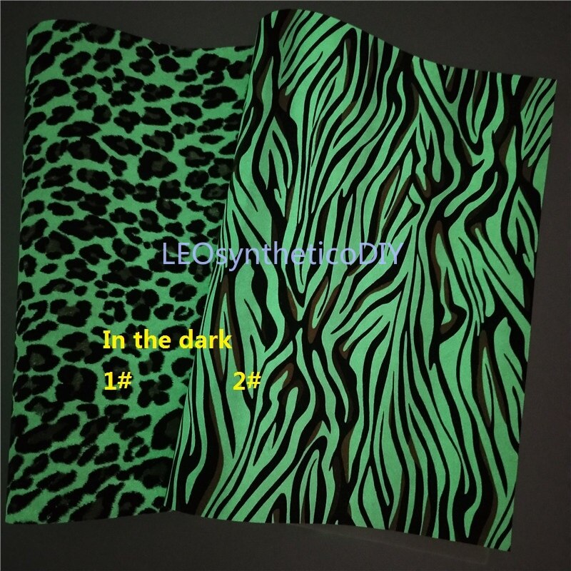 1PC 21X29CM Glow in The Dark Faux Leer Stof, luipaard Zebra Synthetisch Leer Stof Voor Maken Bows LEOsyntheticoDIY T276
