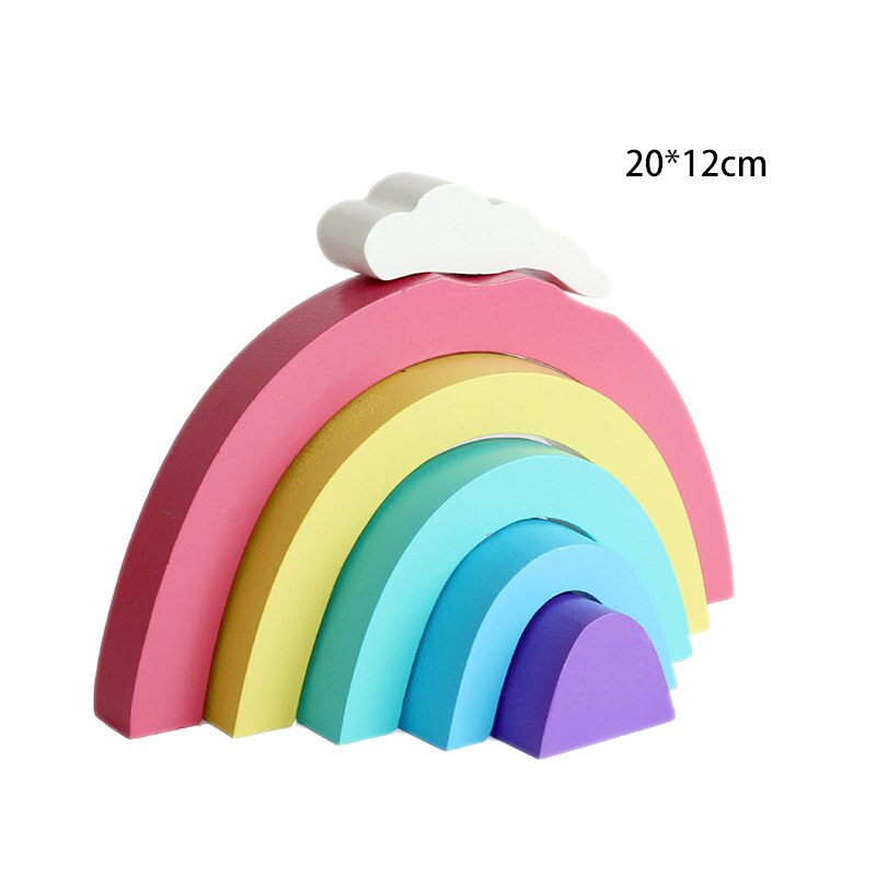 12pcs Big Size 35.5cm Baby Toys Wooden Rainbow Stacker Nesting Puzzle Blocks Montessori Educational Toys for Kids Baby Toys: 5pcs per set