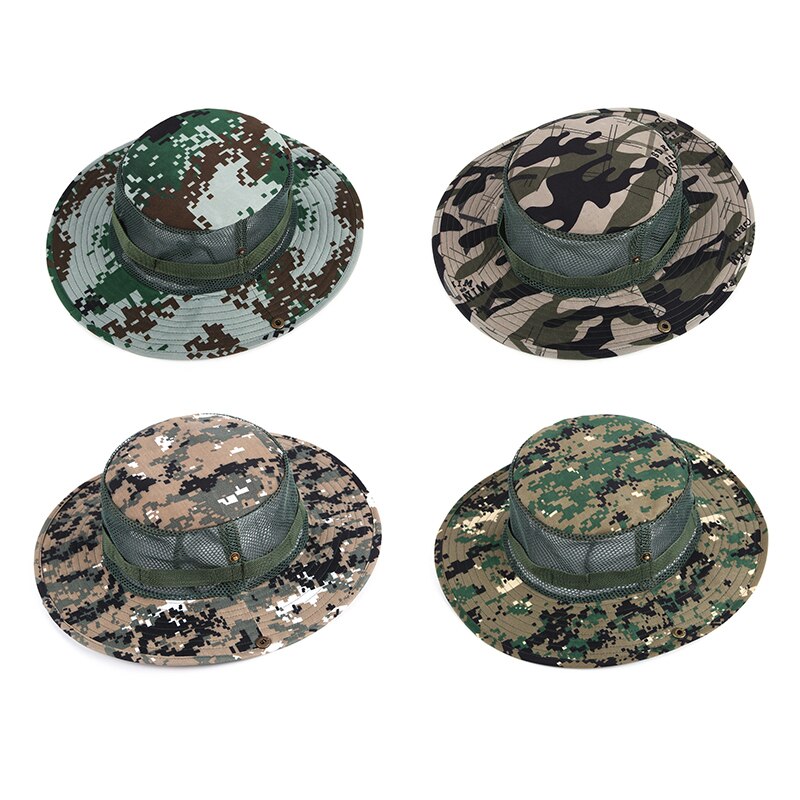Unisex kvinner herre sommer avslappet trendy kamuflasje strand caps panama jazz nett lue sammenleggbar solhatt cowboy fedora print solhatt