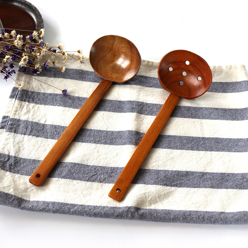 Japanese Bamboo Handle Tortoise Shell Spoon Pot Spoon Soup Spoon Ramen Spoon Nanmu Material Soup Spoon Pot Spoon