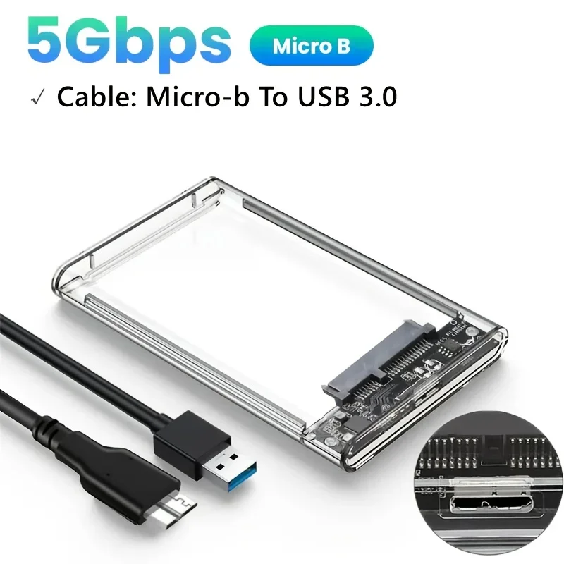 Ultra-Fast USB/Type C to SATA Hard Drive Enclosure - 5Gbps UASP Compatible with 2.5-Inch HDD/SSD for PC Mac Laptops and Desktop: WHITE