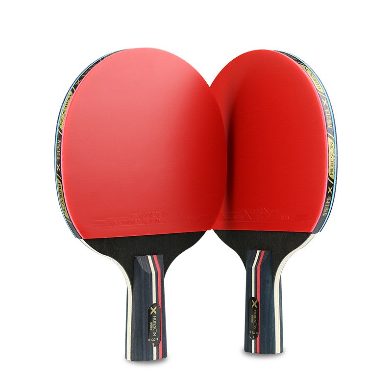 1 conjunto de 6 estrelas tênis de mesa bat 7-camadas profissional raquetes de ping pong longo punho curto fibra de carbono ping pong paddle carry bag: 2pcs short handle