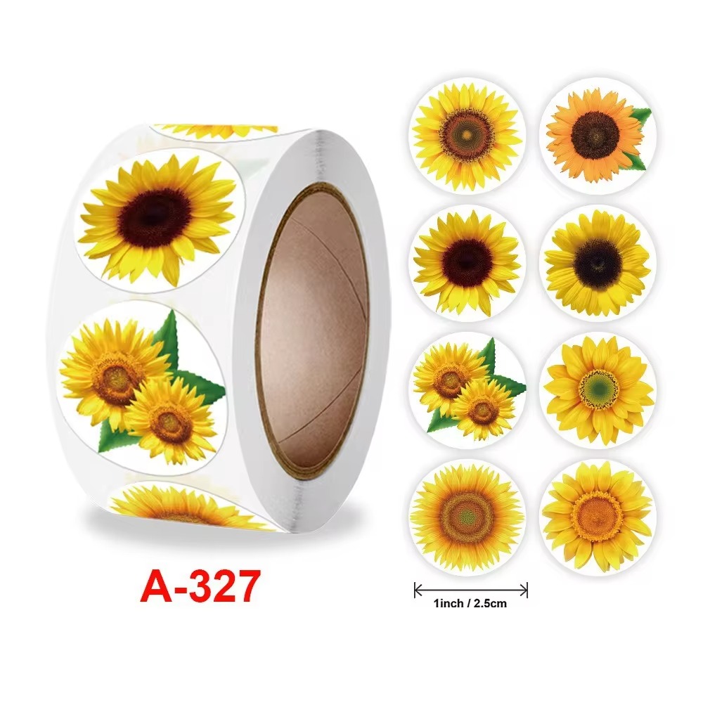 100-500PCS Zonnebloemen Stickers Verpakking Stickers Roll Home Made Kleine Etiketten voor Kinderen Pack Rolling Stickers Photocard decor: Rood