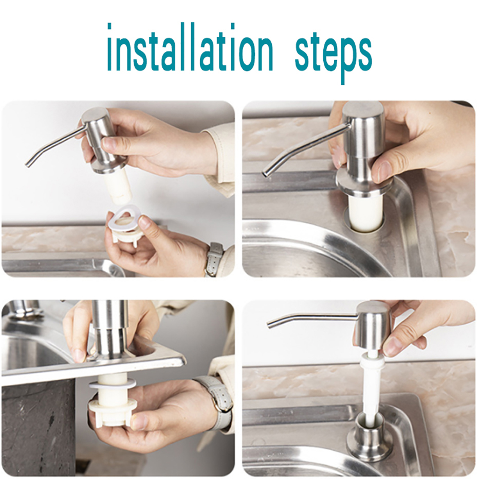 500 ml Küche Spülmittel Spülbecken Seife Pumpspender Edelstahl Eingebautes Waschmittel Geschirrspülmittel Behälter