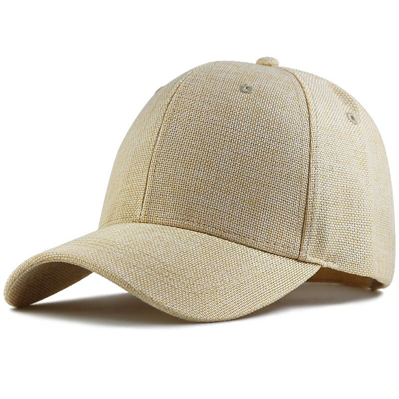 Casquette de baseball en lin pour hommes, grande taille, 55-60cm, 61-66cm, chapeau de soleil pour l'extérieur, cool, sport, snapback: Khaki / 55-60cm