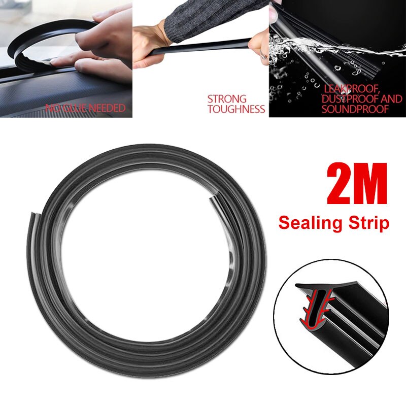 Universal Car Sealing Strip 2M Black Car Dashboard Soundproof Sealing Strip Sound Insulation Auto Sealing Strip