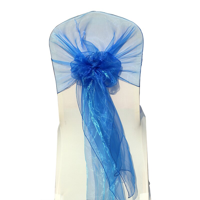 Cinta de Organza para silla, lazos para boda, , decoración de banquete de Navidad, tejido puro de Organza, 65x275 cm, 1 pieza/bolsa: royal blue