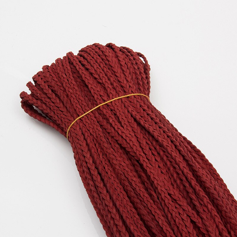 Cuerda trenzada de cuero de terciopelo para manualidades, cuerda de 5mm x 3 yardas para pulsera artesanal, collar, cadena de joyería, accesorios de decoración: wine red