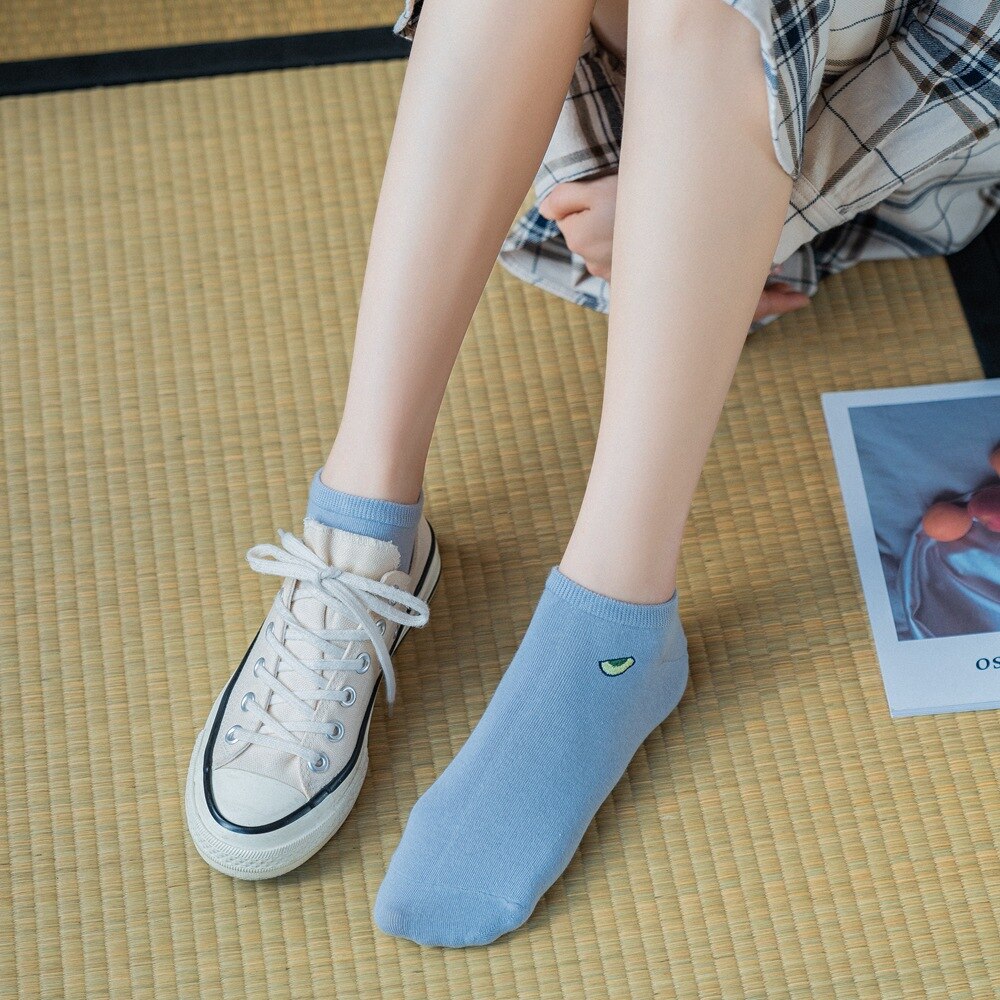 Cute Women Cotton Cartoon Fruit Ankle Socks Summer Japanese Avocado Cute Boat Socks Casual Soft Girls Short Socks