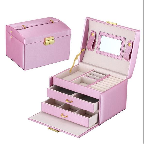 Princess-style Jewelry Box Leather Jewelry Box Cosmetic Box Jewel Case Upscale Jewelry Organizer Birthday Wedding: purple