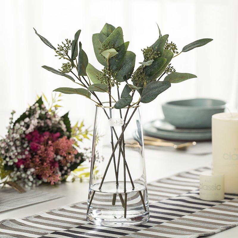 Luxe handgetekende gouden vazen voor kantoor, thuis, woonkamer, tafeldecoratie, vaas, eenvoud, transparante glazen vaas