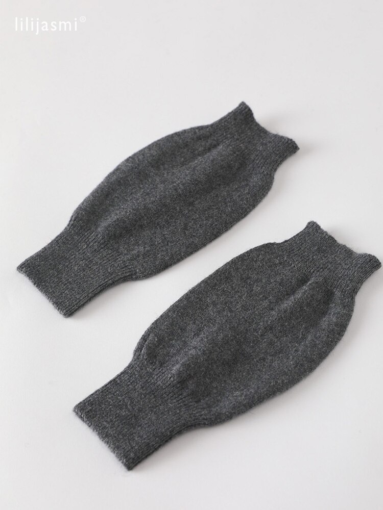 Verkoop Echt Fijne Schapen Wol Gezellige Mitt Blootgesteld Vinger Vrouwen Winter Herfst Gebreide Vingerloze Werkhandschoenen Pols Wanten Driver: 23 dark grey