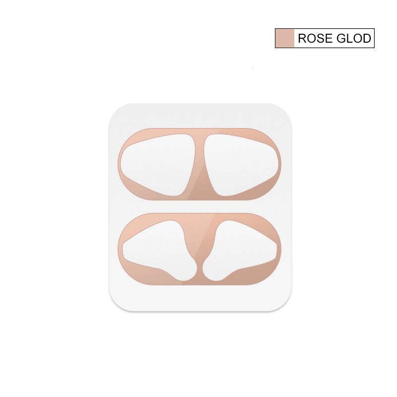 Pegatina de Metal a prueba de polvo para Airpods 1 2, pegatina protectora de piel para Airpods 1, caja de Carga de auriculares: Rose Gold