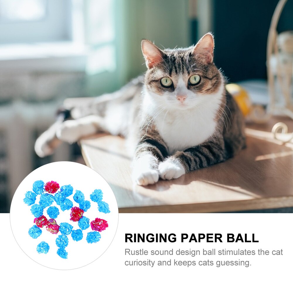 25Pcs Funny Crinkle Cat Balls Cat Sound Rustle Ball Pet Teasing Supplies